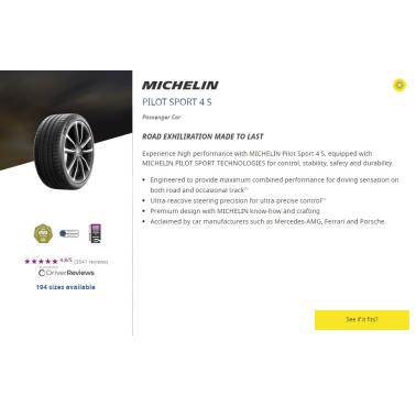 235/35ZR19 MICH P-SPT-4S 91Y XL